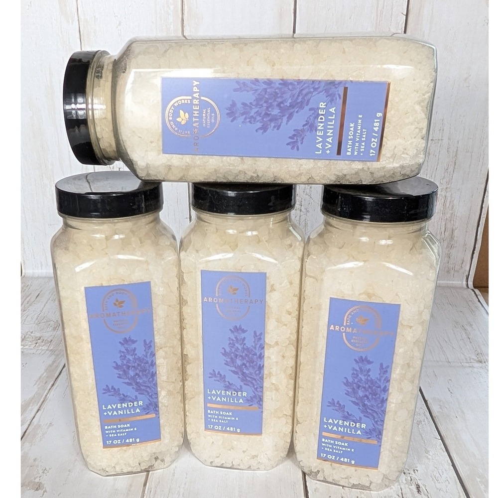 Bath & Body Works Bath Soak Lavender Vanilla 4 Pack Aromatherapy Sea Salt NEW